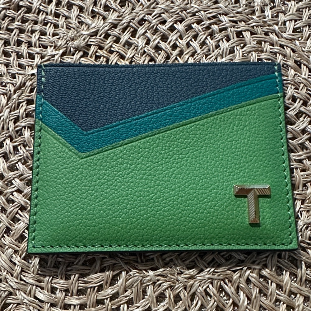 Tiffany & Co. Blue and Green Leather Card Holder